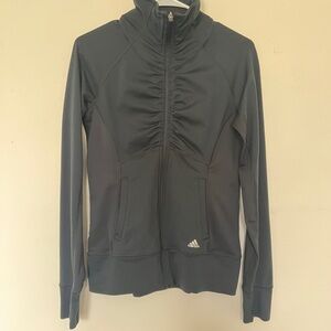 Adidas Black Bomber Jacket with Ruched Front